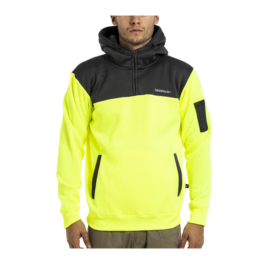 Caterpillar Hi Vis - Mens Hoodies - Yellow/Grey - NZ (961ZDJVRU)